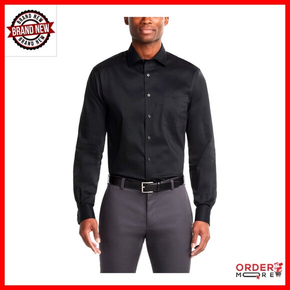 Men's Regular Fit Dress Shirt Ultra Wrinkle Free Flex Collar Stretch